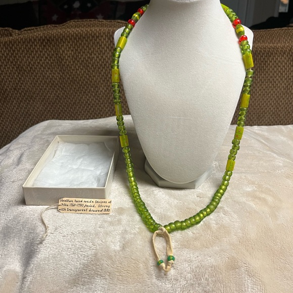 African Trade~Venetian Vintage (1760-1790) Millefiori Lime Green Glass Beads - Picture 15 of 16